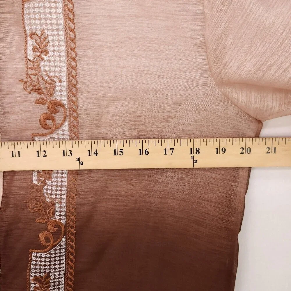 Barong Lumban Button Up Tagalog Shirt Long Sleeve Size Small Embroidered Sheer - Picture 11 of 13